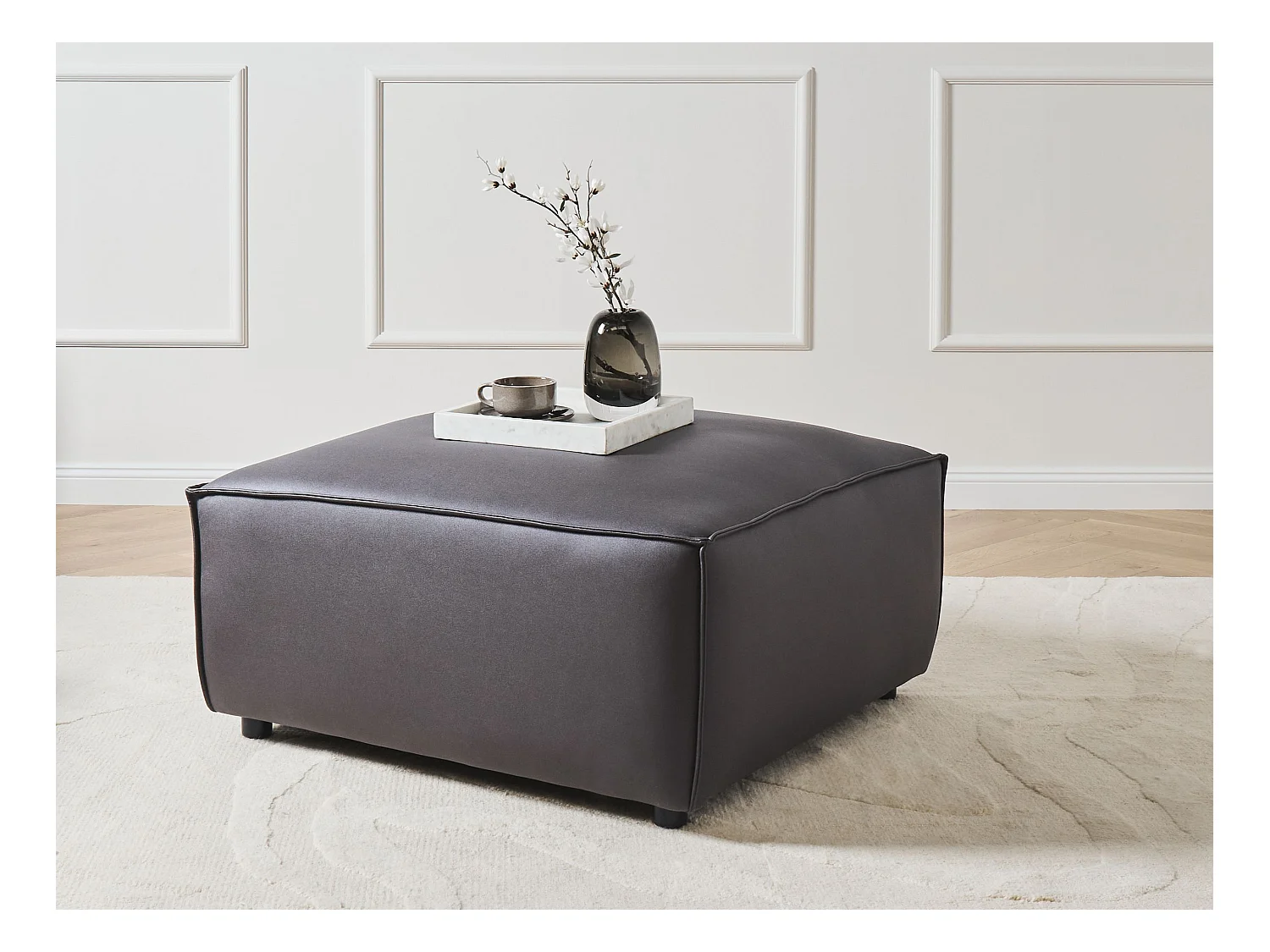 Ottoman BRANDE Cuir PU Noir