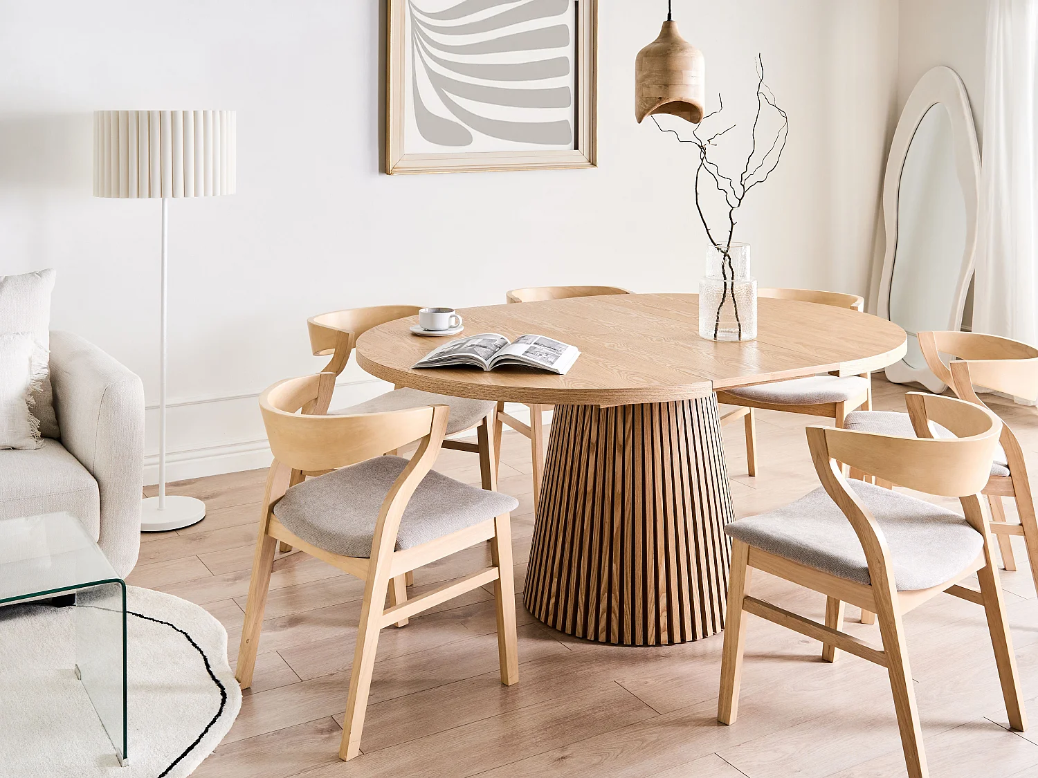 Table de salle à manger extensible MOORE Frêne clair 120/160 cm 120 cm