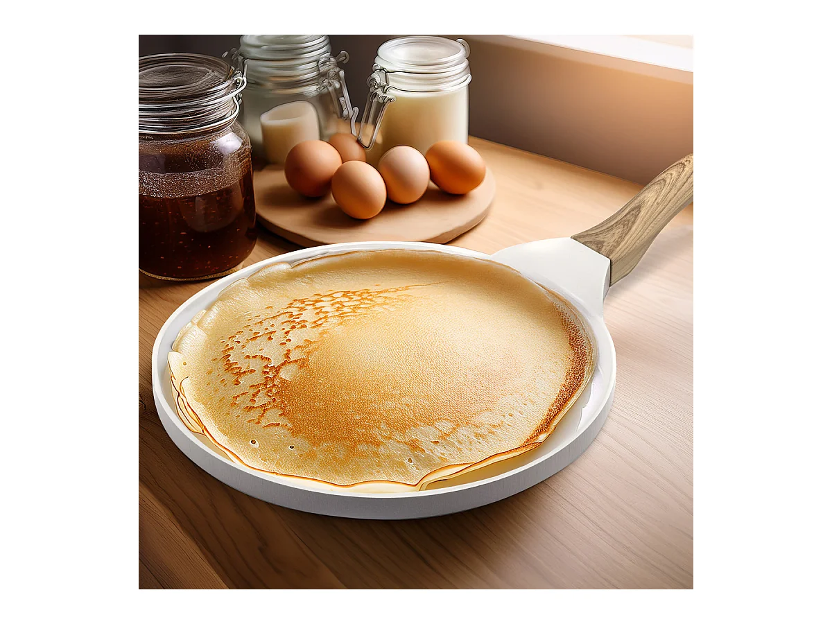 Mythic - Crépière 25.7 cm avec revêtement en céramique blanche