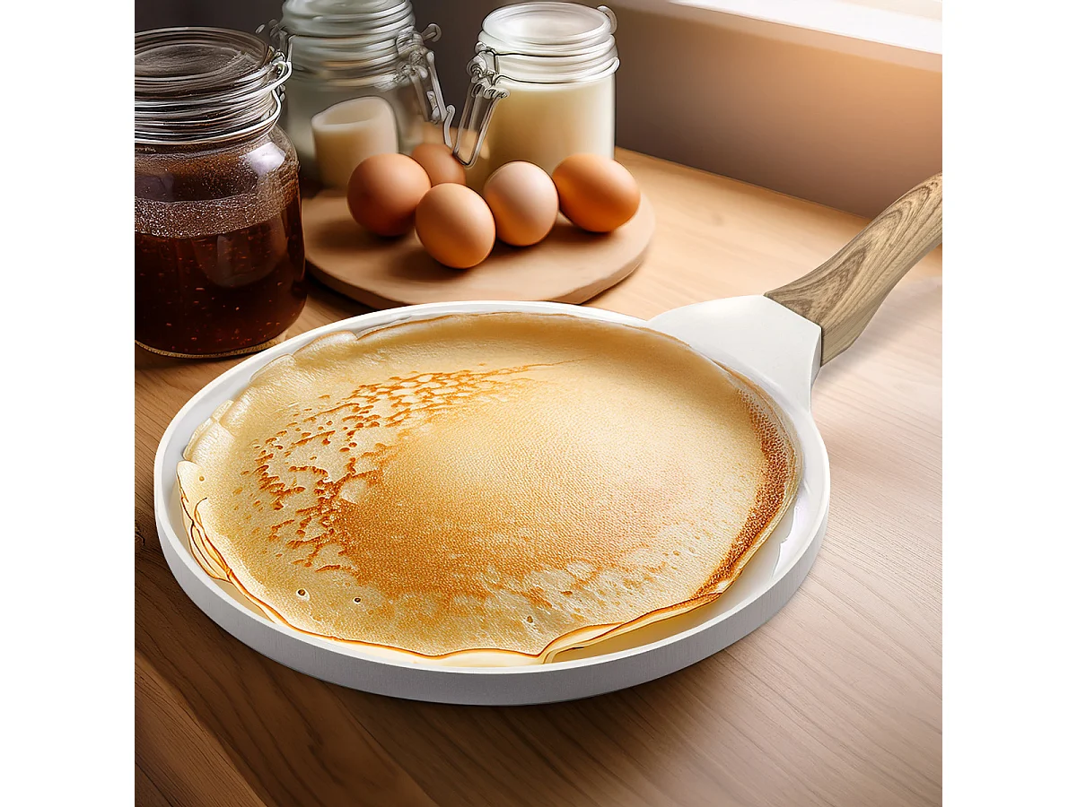 Mythic - Crépière 25.7 cm avec revêtement en céramique blanche