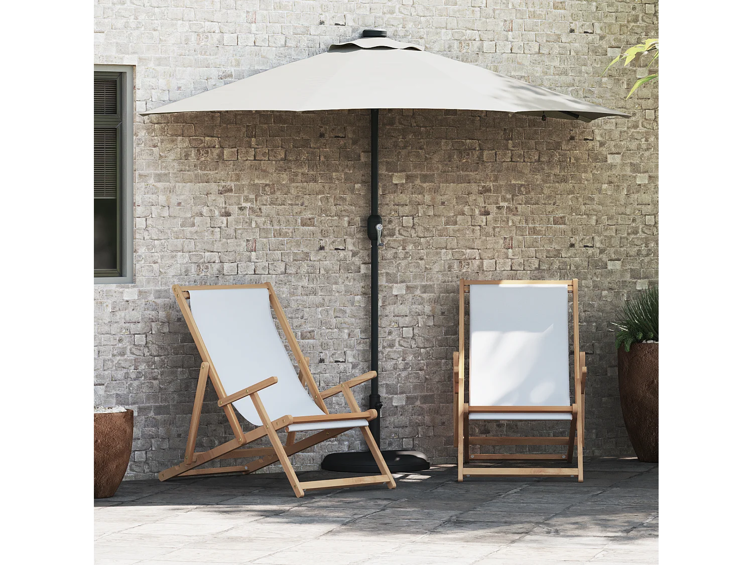 Parasol de jardin Couleur sable 294 x 150 x 223 cm tissu