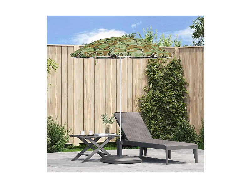 Parasol de Plage avec Poteau en Métal Camouflage 161x193 cm en Polyester