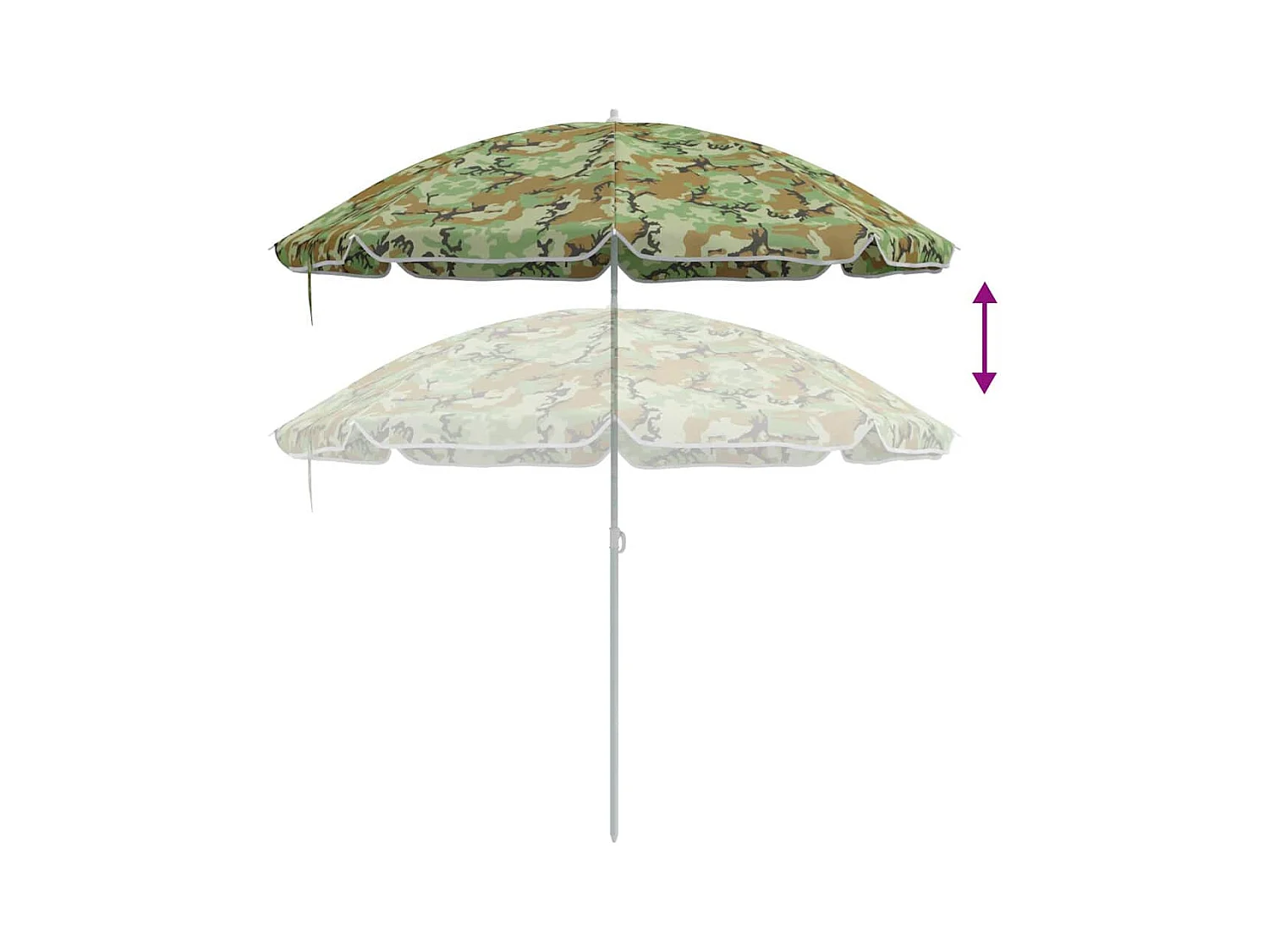 Parasol de Plage avec Poteau en Métal Camouflage 161x193 cm en Polyester