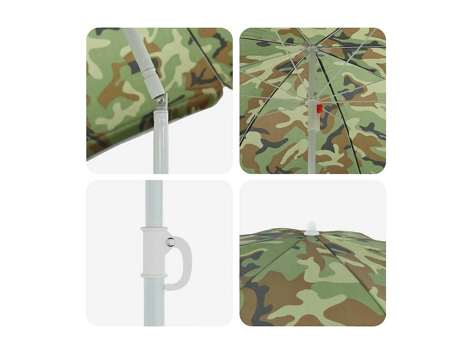 Parasol de Plage avec Poteau en Métal Camouflage 161x193 cm en Polyester