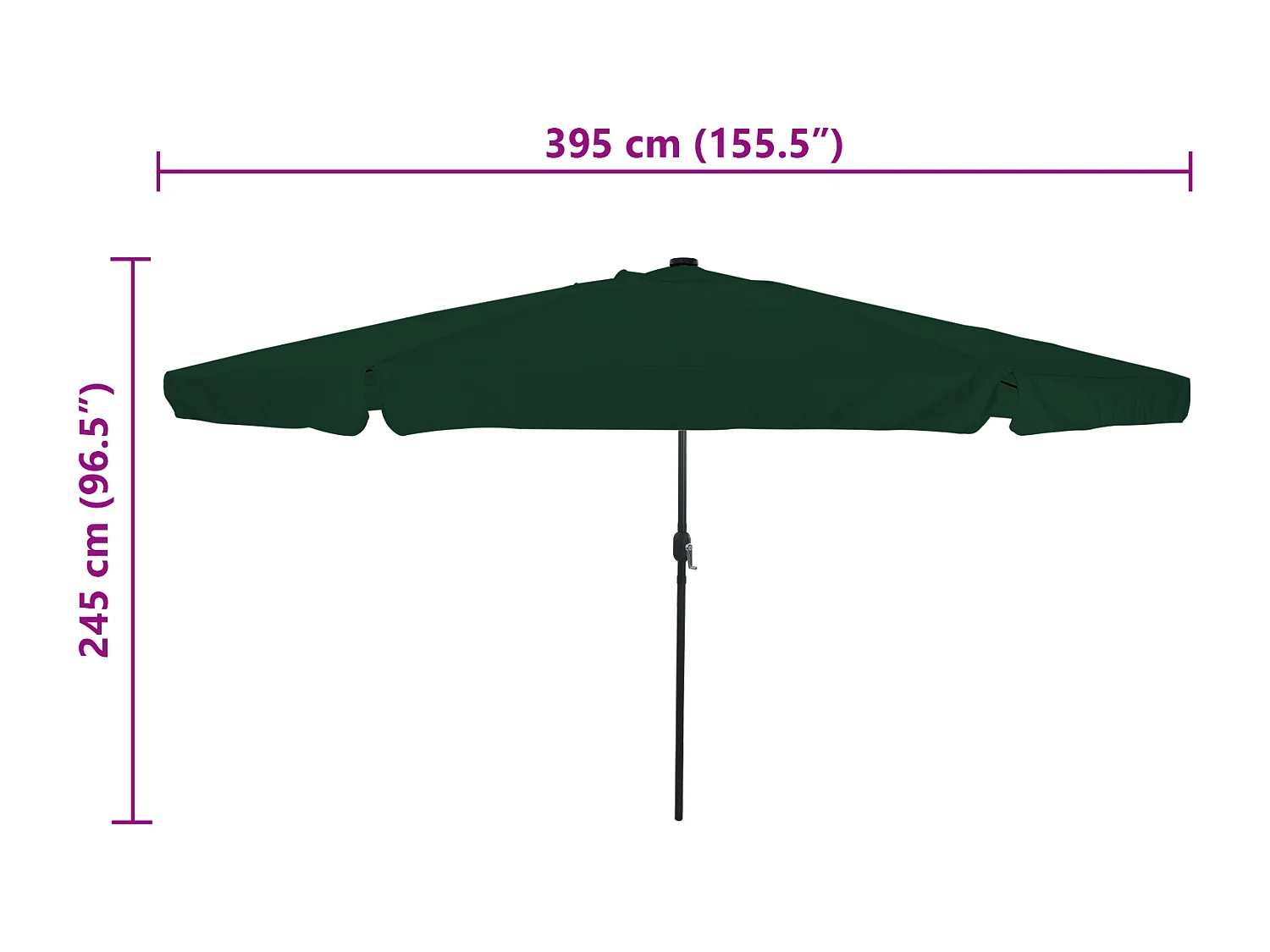 Ombrellone da giardino con LED ø395x245 cm Verde