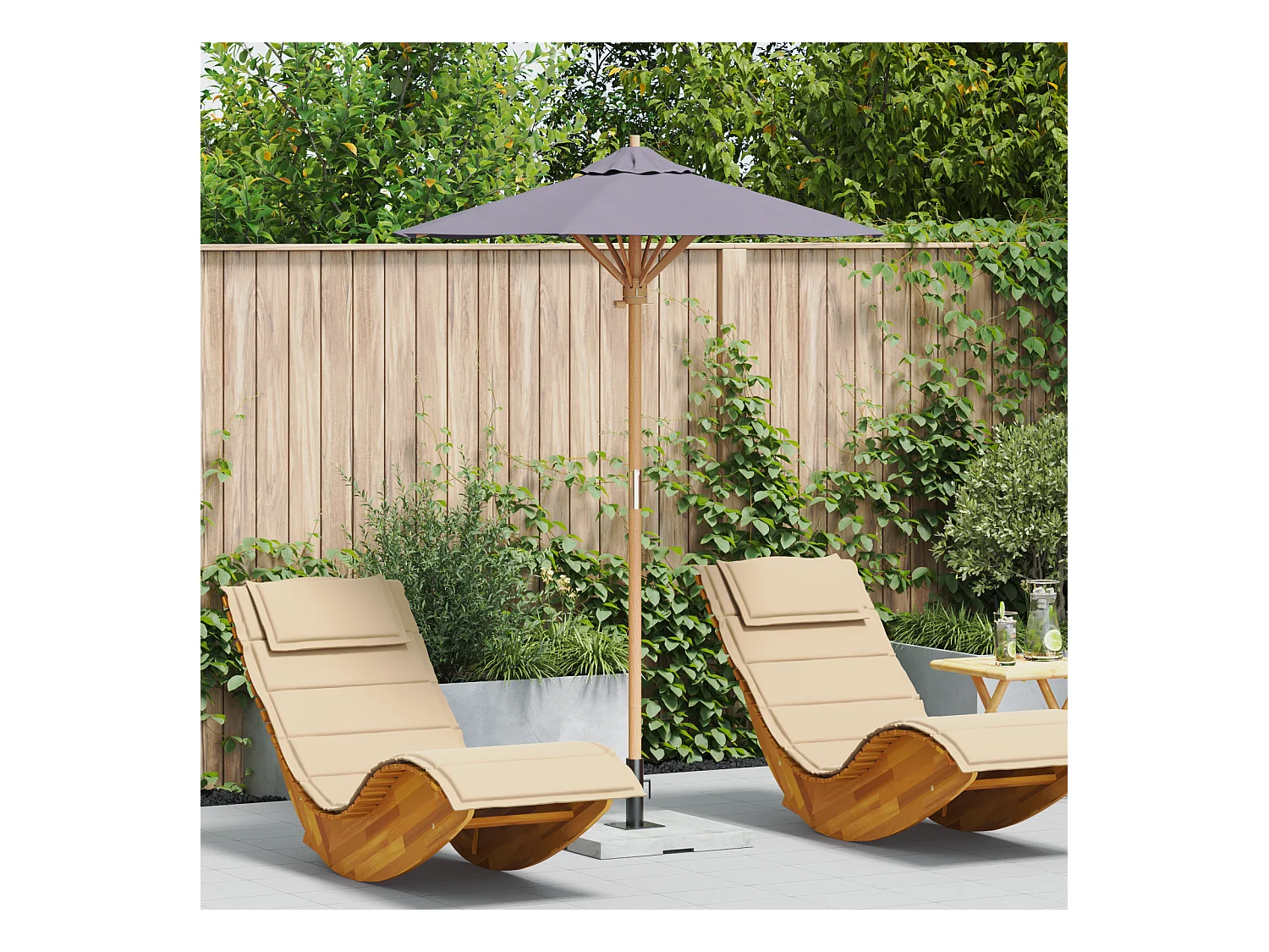 Parasol de jardin gris foncé 150x210 cm en bambou