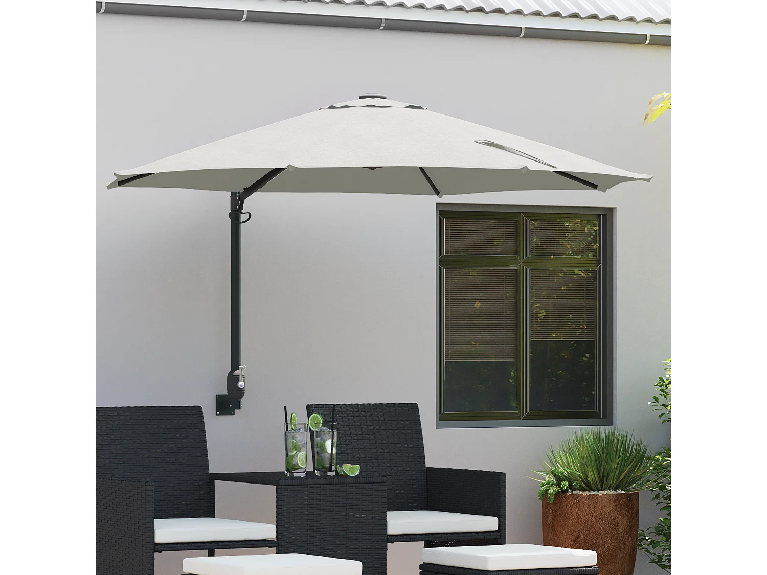 Ombrellone a sbalzo in poliestere sabbia, alluminio grande pieghevole