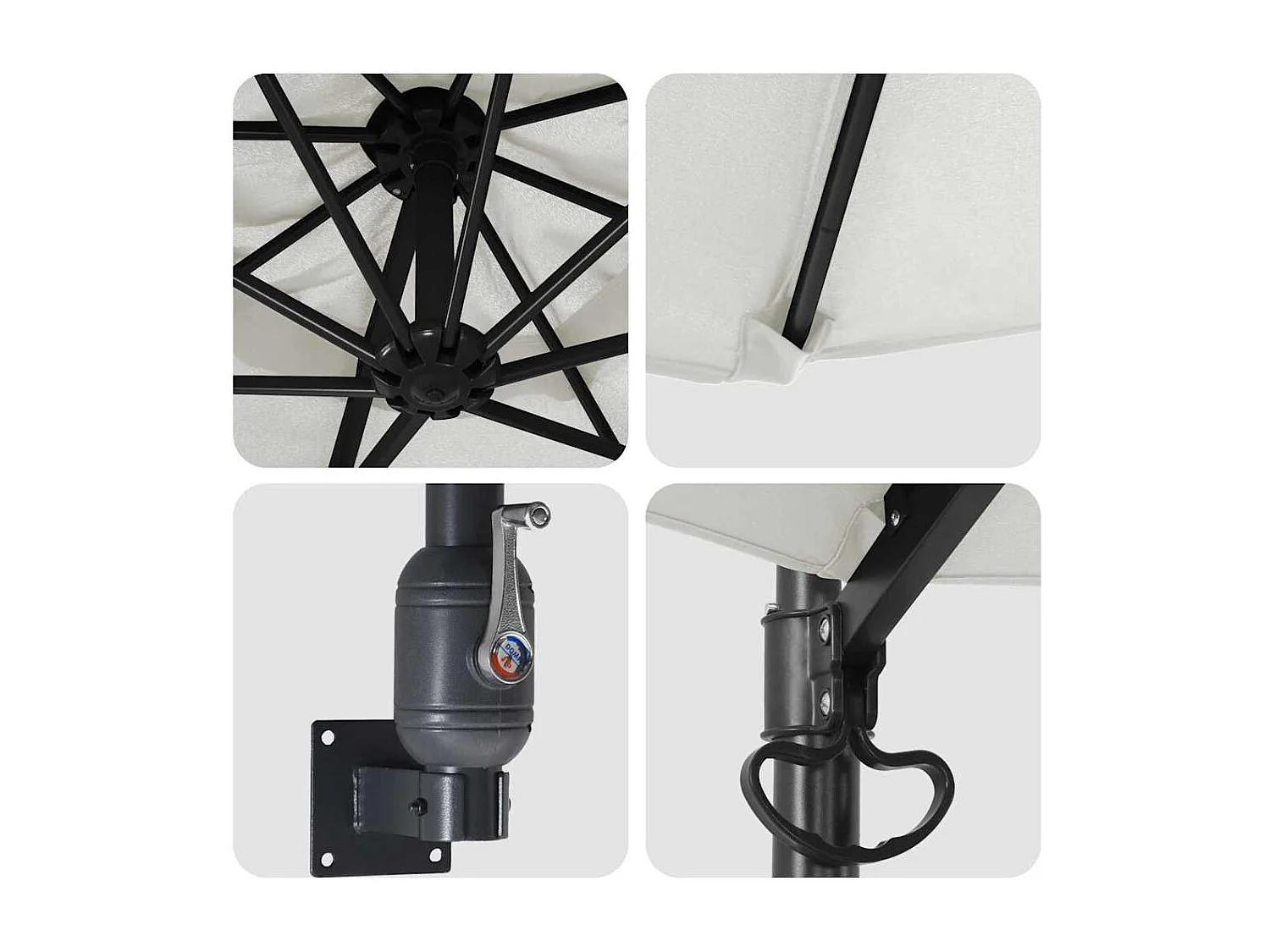 Ombrellone a sbalzo in poliestere sabbia, alluminio grande pieghevole