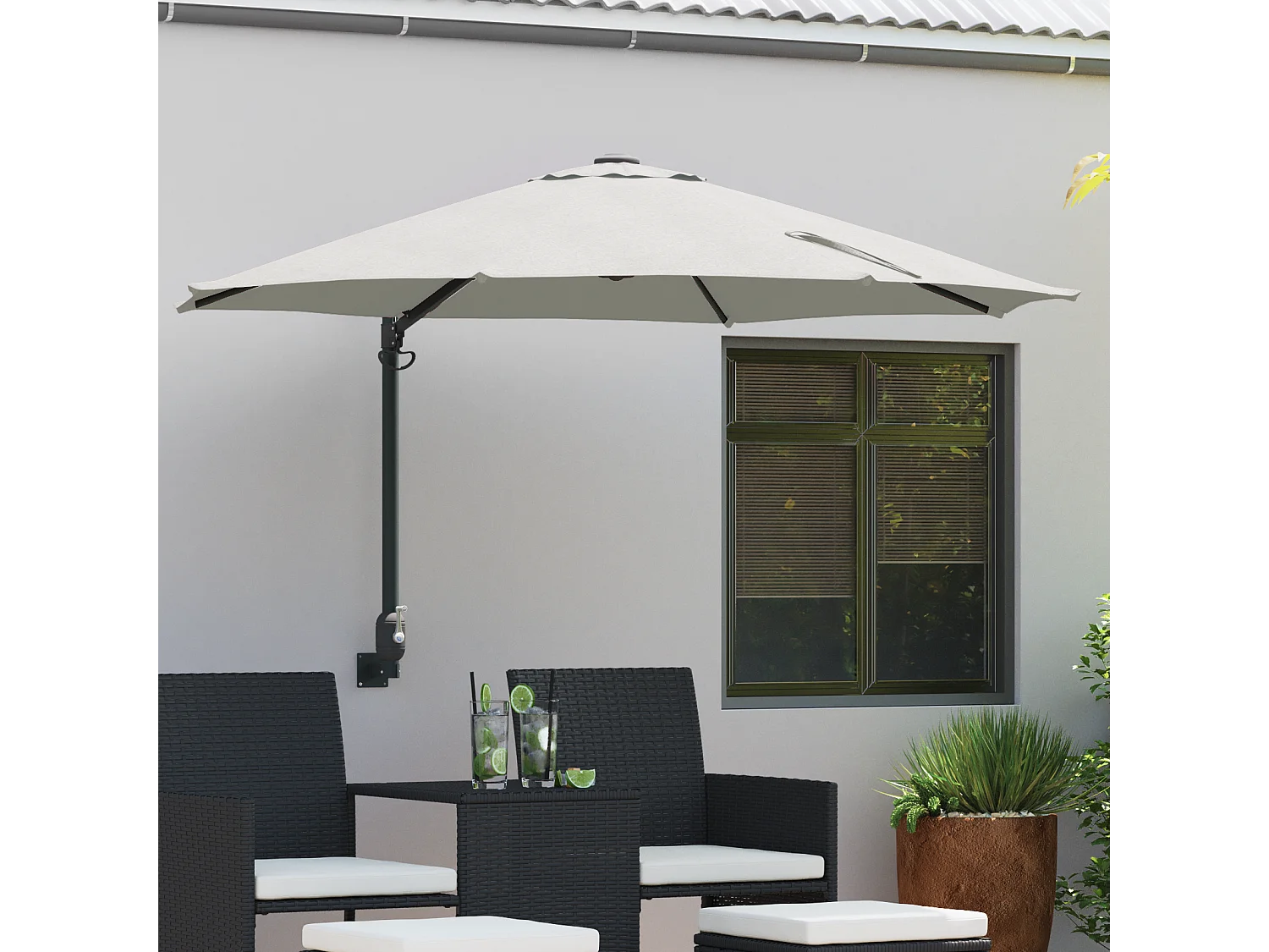 Parasol Déporté Sable Polyester, Aluminium Grand Pliable