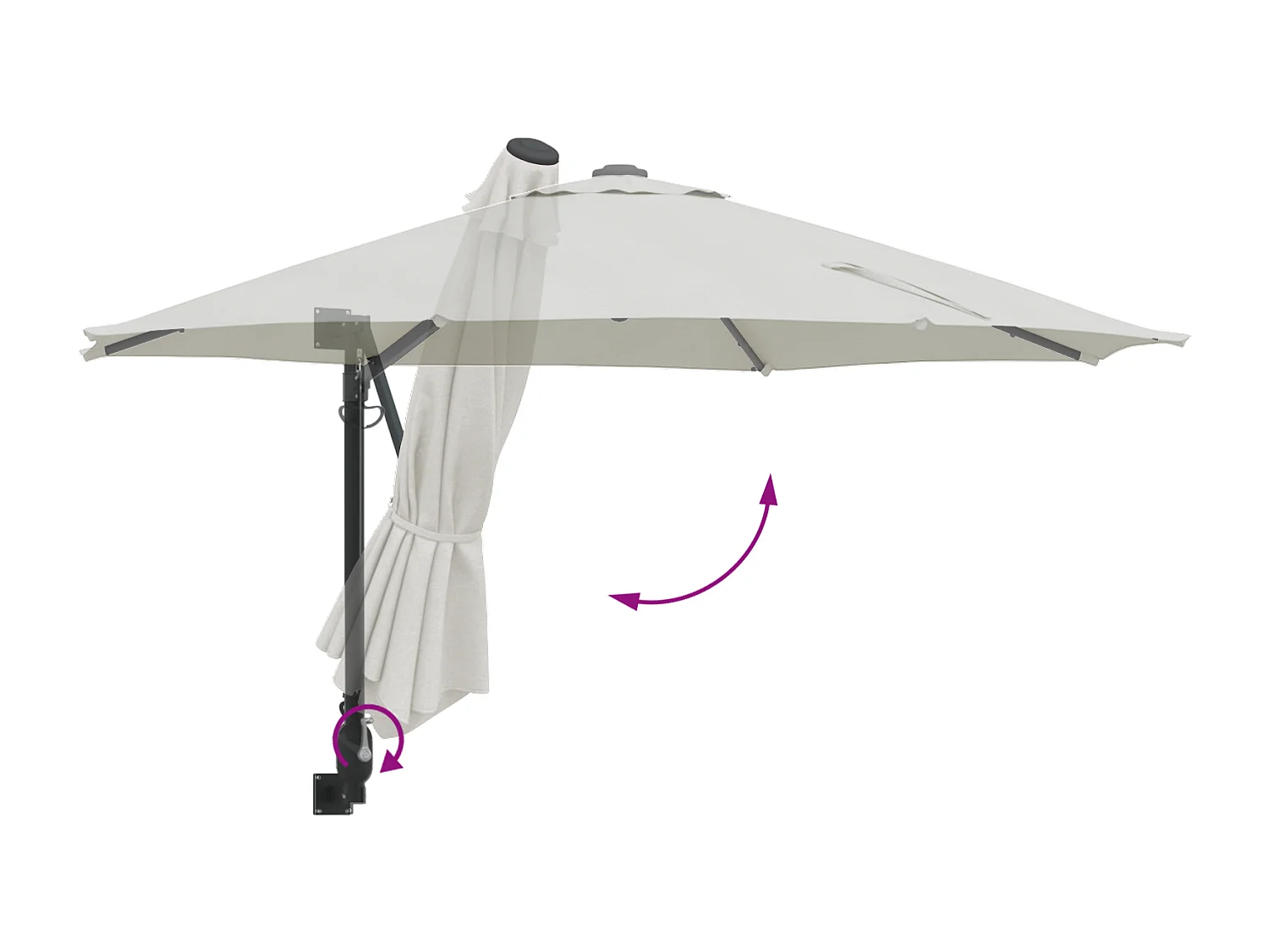 Parasol Déporté Sable Polyester, Aluminium Grand Pliable