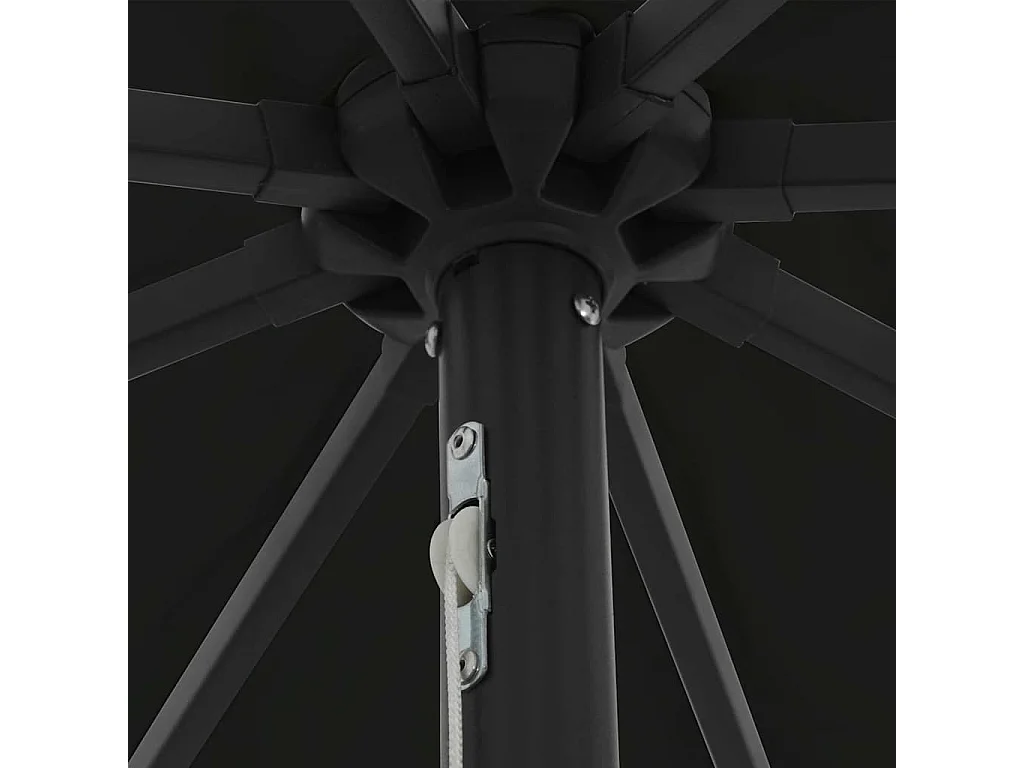 Ombrellone da giardino con luci LED ø395x245 cm Nero