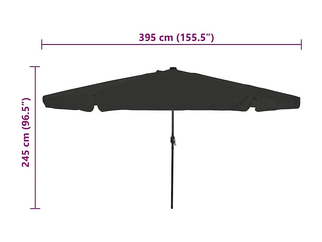 Ombrellone da giardino con luci LED ø395x245 cm Nero