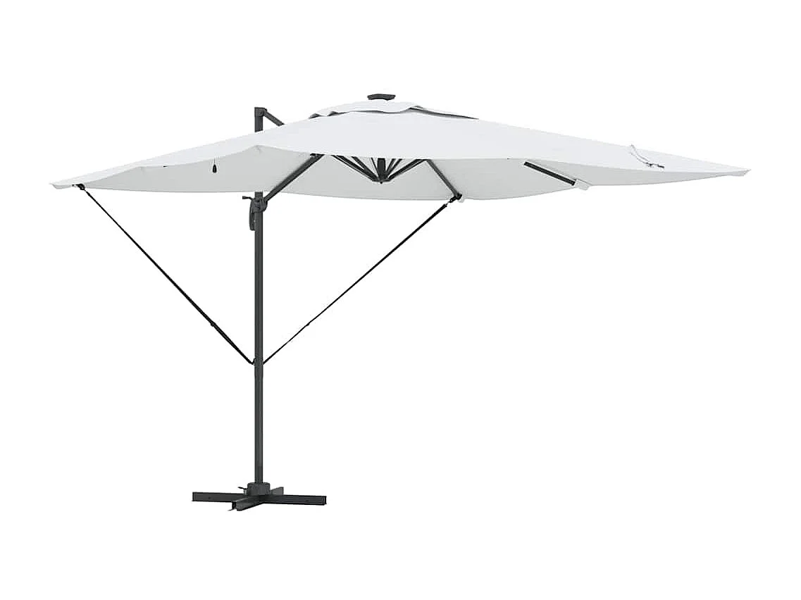 Ombrellone Roma Offset con LED Sabbia 286x285x270 cm Alluminio