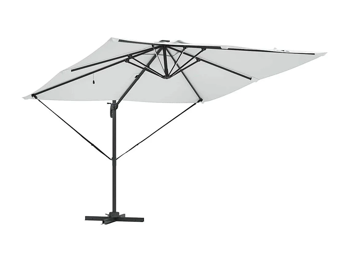 Ombrellone Roma Offset con LED Sabbia 286x285x270 cm Alluminio