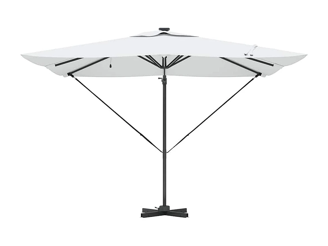 Ombrellone Roma Offset con LED Sabbia 286x285x270 cm Alluminio