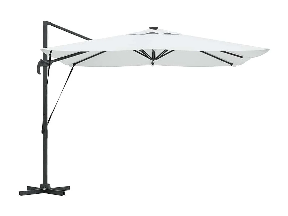 Ombrellone Roma Offset con LED Sabbia 286x285x270 cm Alluminio