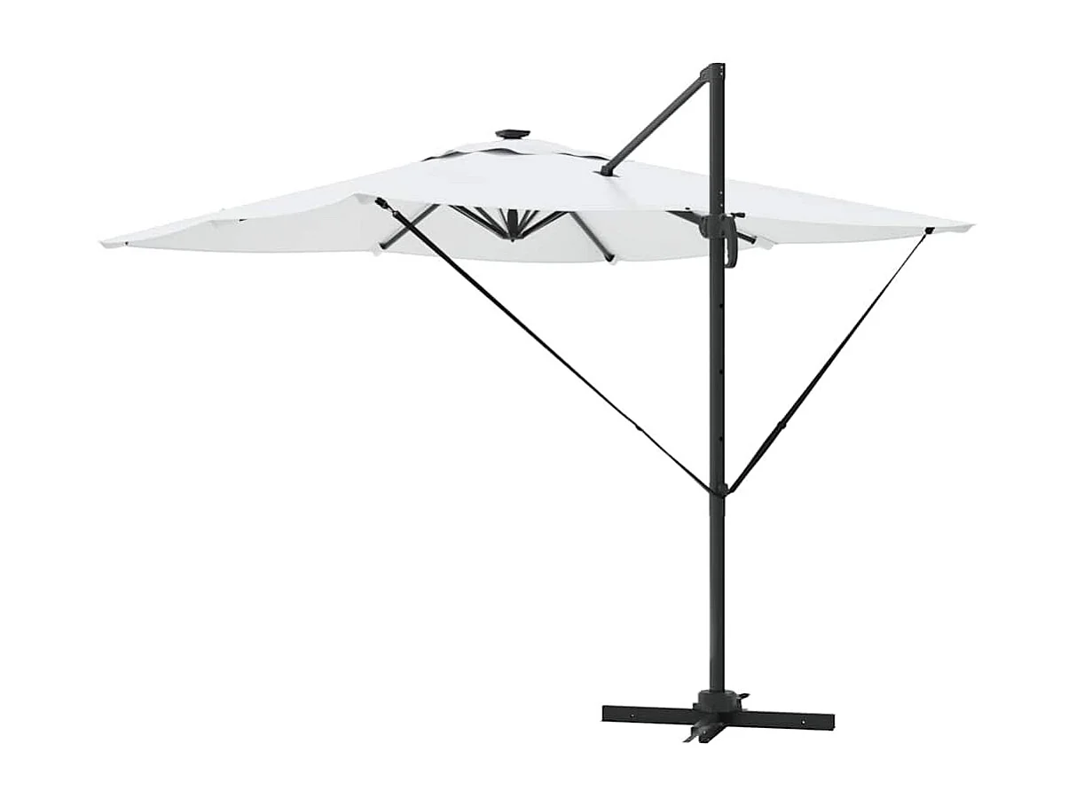 Ombrellone Roma Offset con LED Sabbia 286x285x270 cm Alluminio