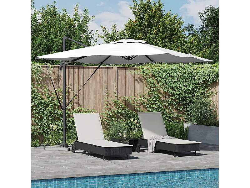 Ombrellone Roma Offset con LED Sabbia 286x285x270 cm Alluminio