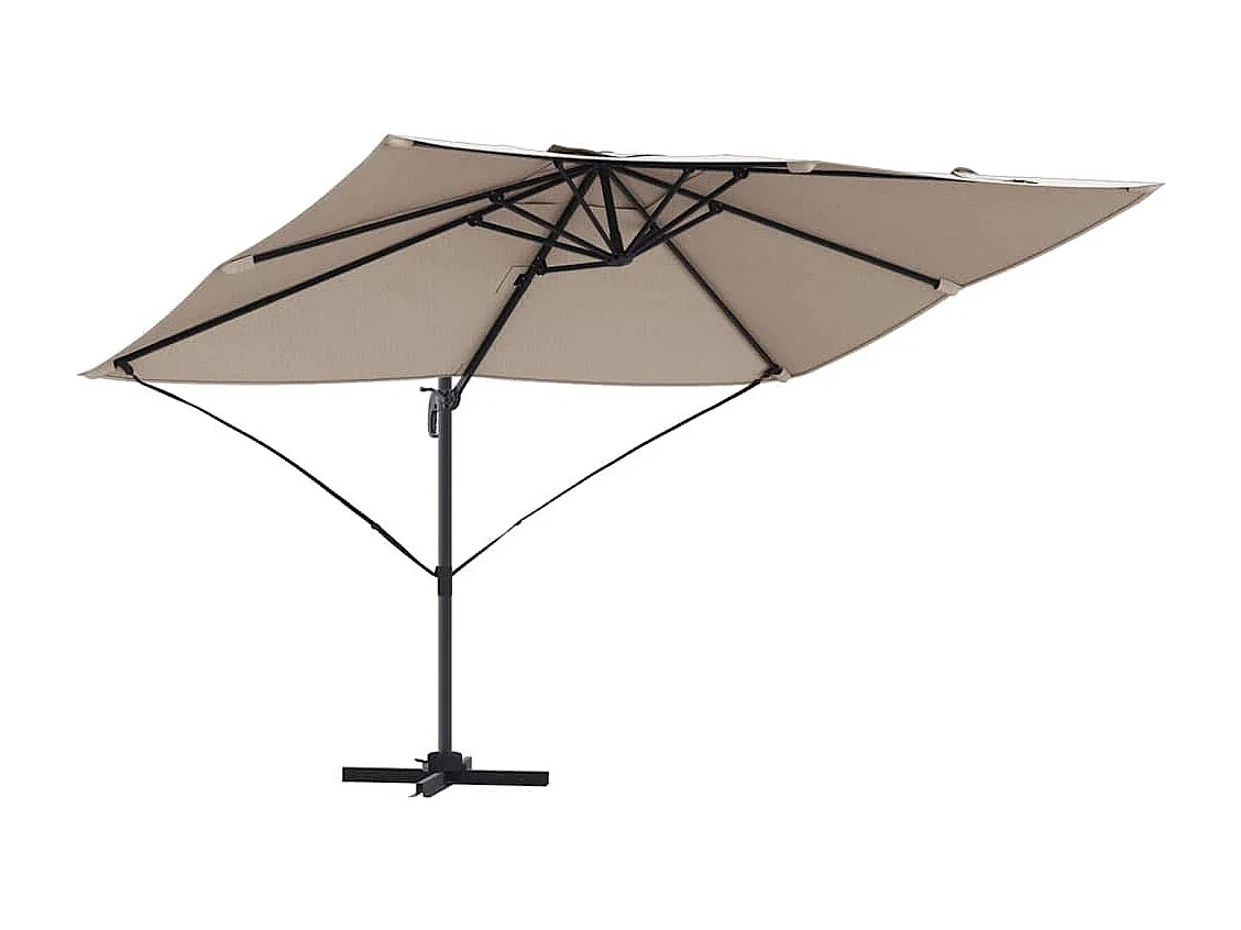 Grande ombrellone offset in poliestere color tortora, grande, moderno, pieghevole