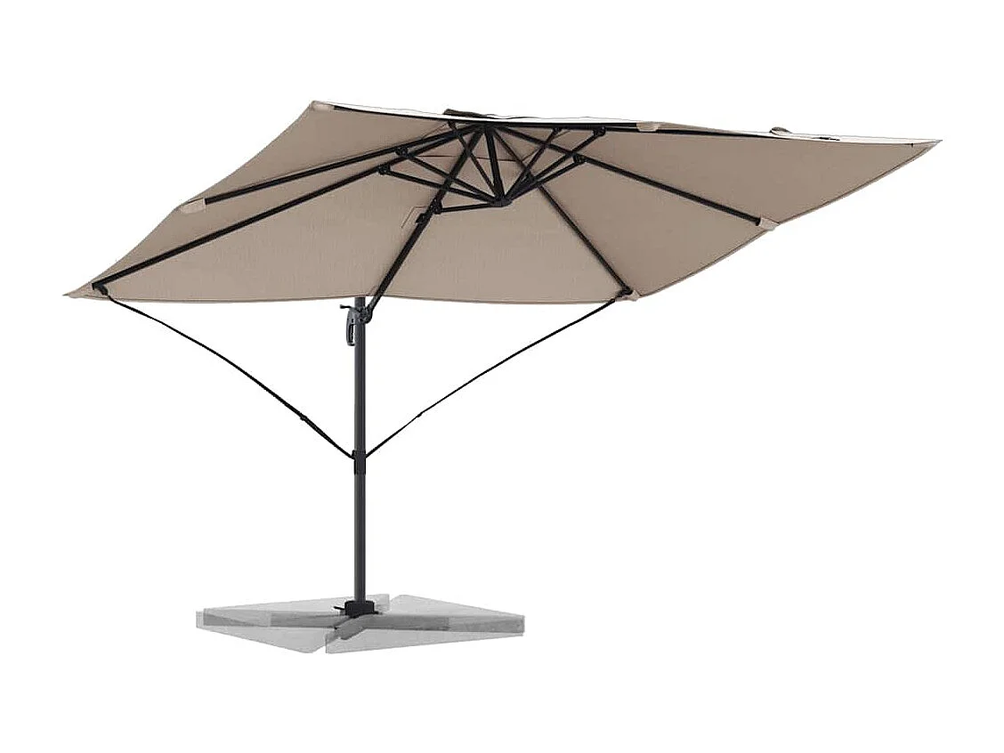 Grande ombrellone offset in poliestere color tortora, grande, moderno, pieghevole