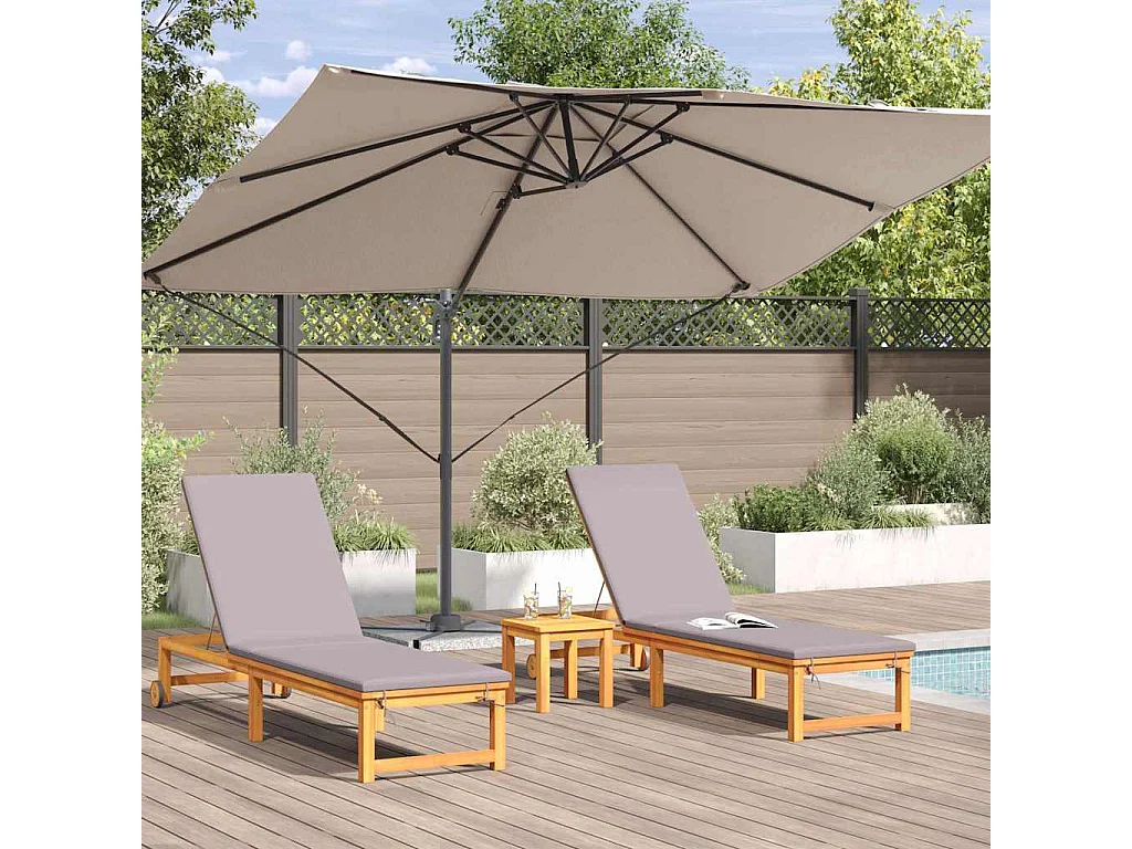 Grande ombrellone offset in poliestere color tortora, grande, moderno, pieghevole