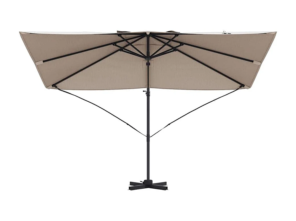 Grande ombrellone offset in poliestere color tortora, grande, moderno, pieghevole