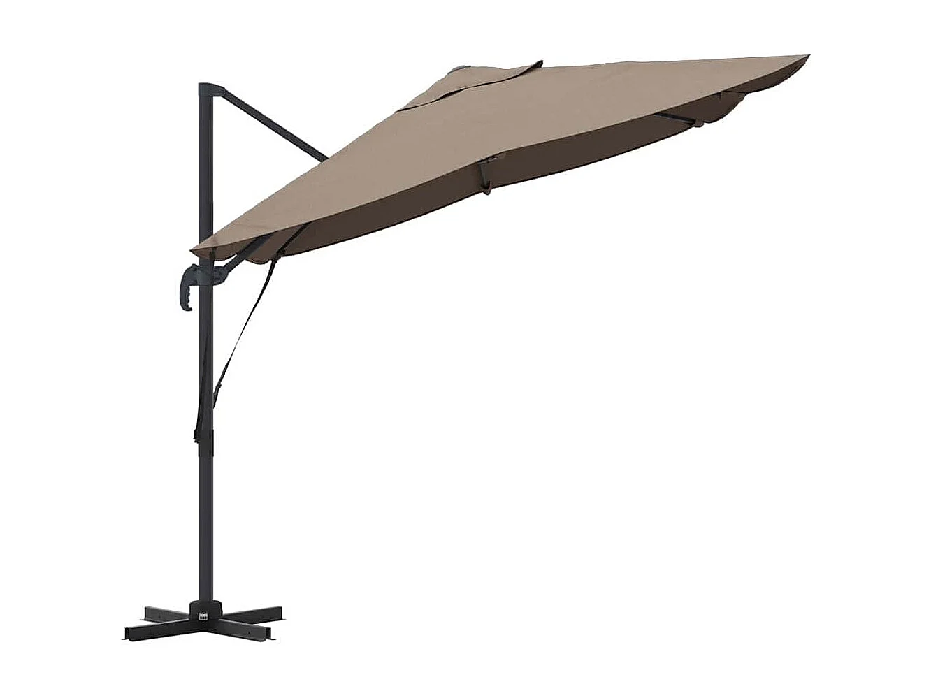 Grande ombrellone offset in poliestere color tortora, grande, moderno, pieghevole