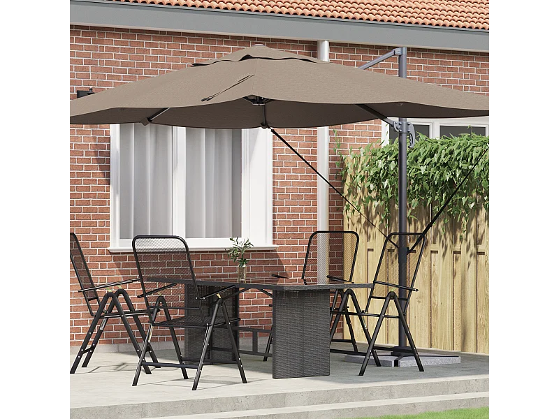 Grand Parasol Déporté Taupe Polyester Grand Pliable Moderne