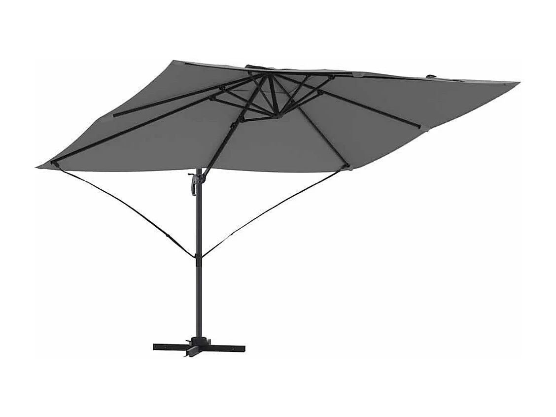 Grande ombrellone a sbalzo in poliestere antracite e acciaio smaltato