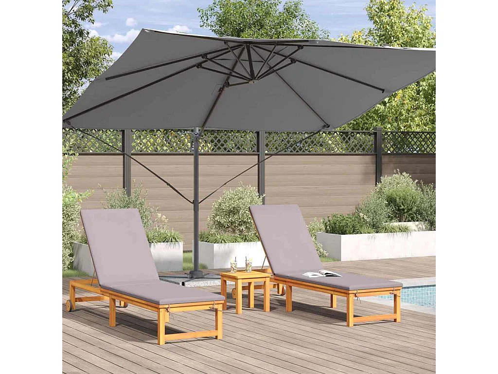 Grande ombrellone a sbalzo in poliestere antracite e acciaio smaltato