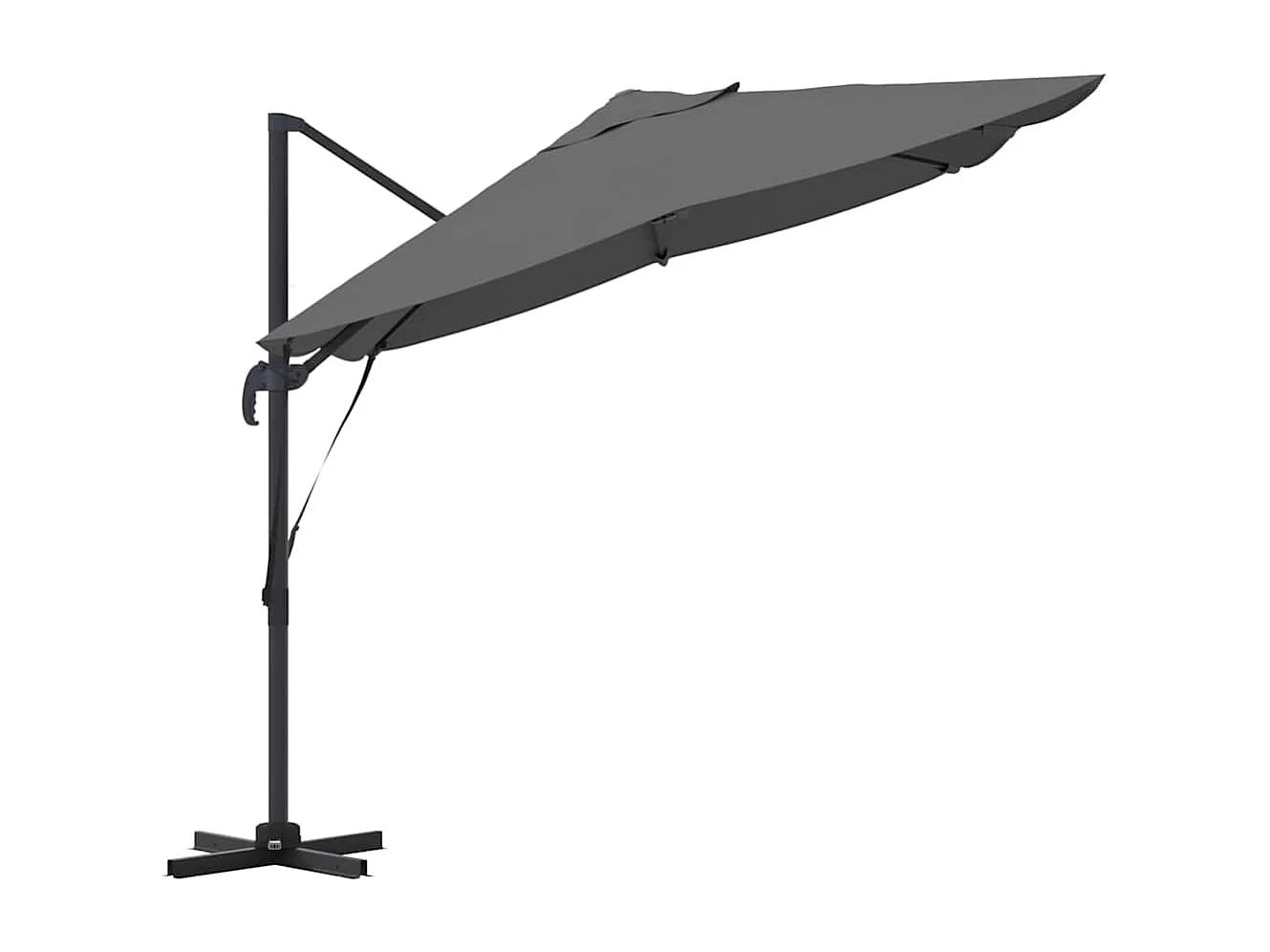 Grande ombrellone a sbalzo in poliestere antracite e acciaio smaltato