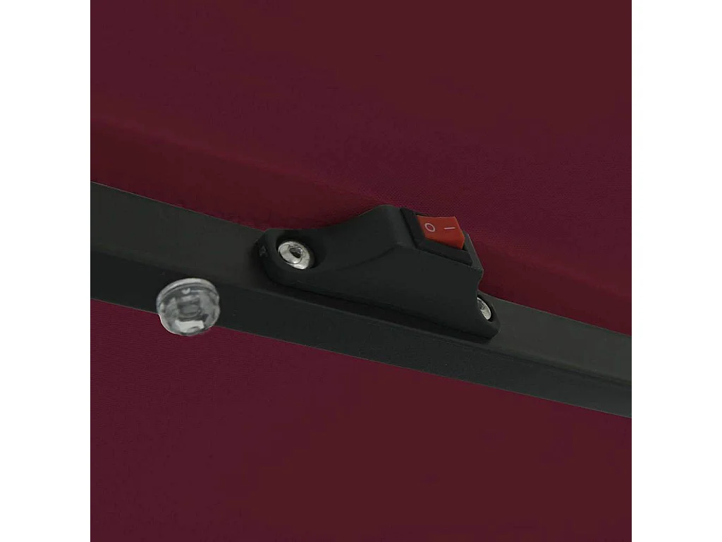 Ombrellone da giardino con illuminazione a LED ø395x245 cm rosso bordeaux