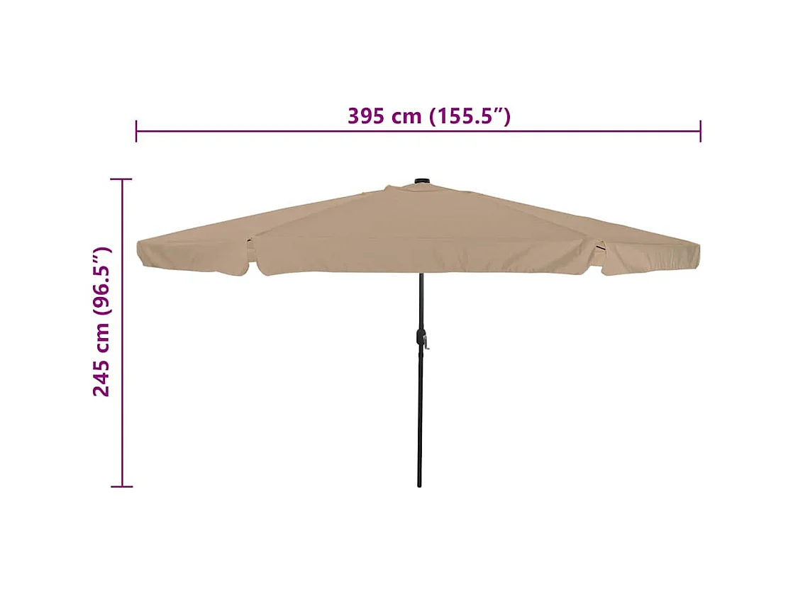 Sombrilla de jardín con luces LED ø395x245 cm Taupe