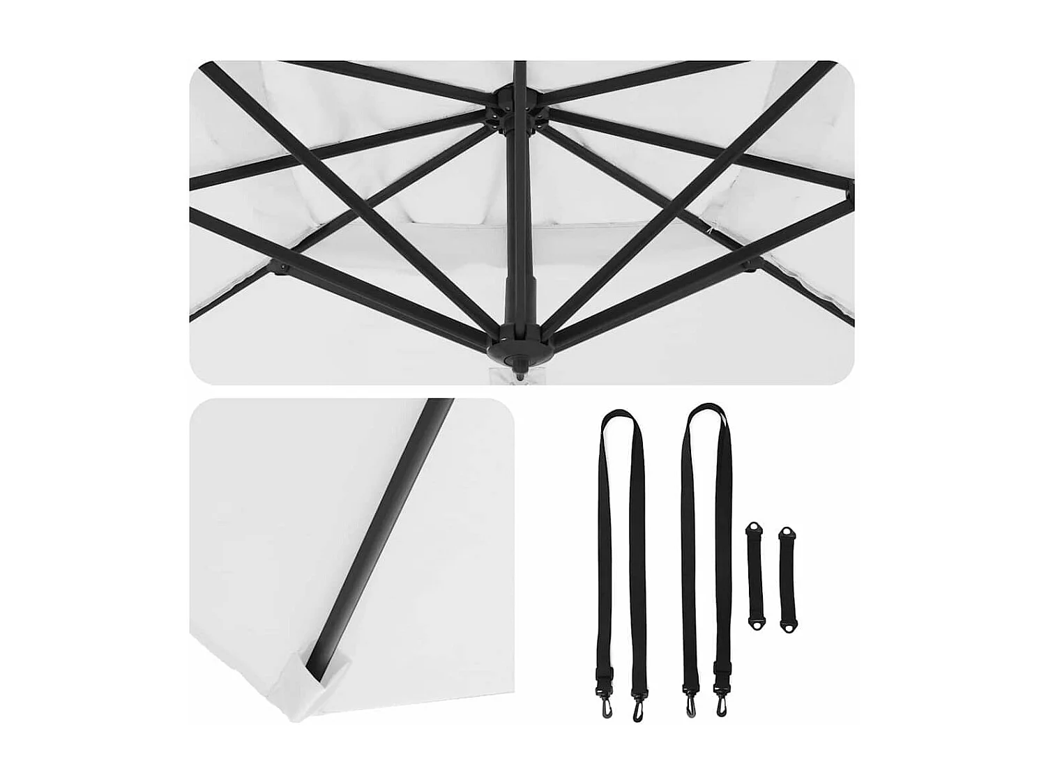 Patio Parasol Zand Polyester Luifel 3m Verstelbare Hoogte