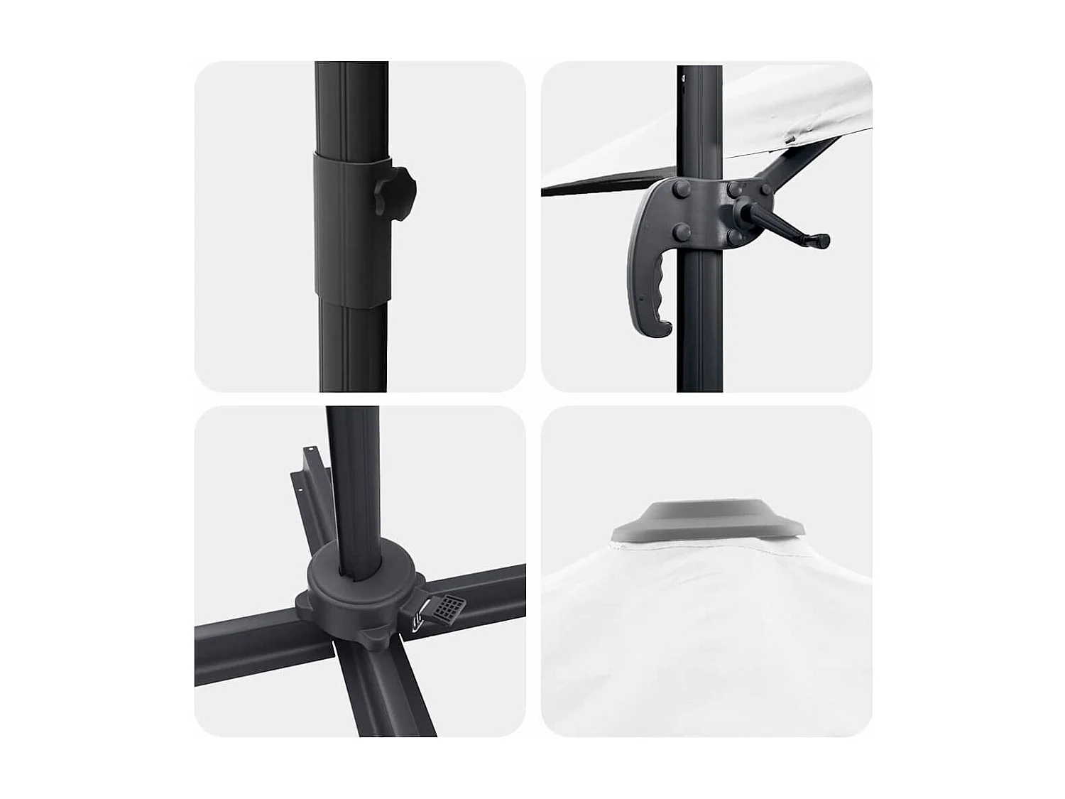 Patio Parasol Zand Polyester Luifel 3m Verstelbare Hoogte