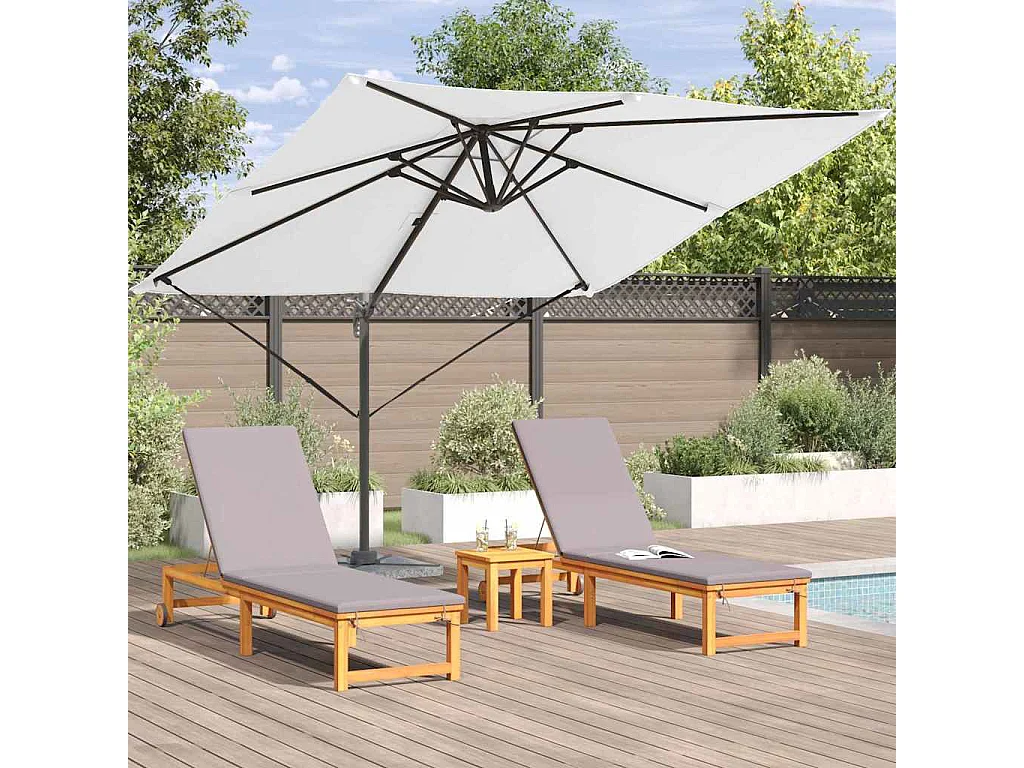 Ombrellone da giardino in poliestere color sabbia, altezza regolabile 3 m