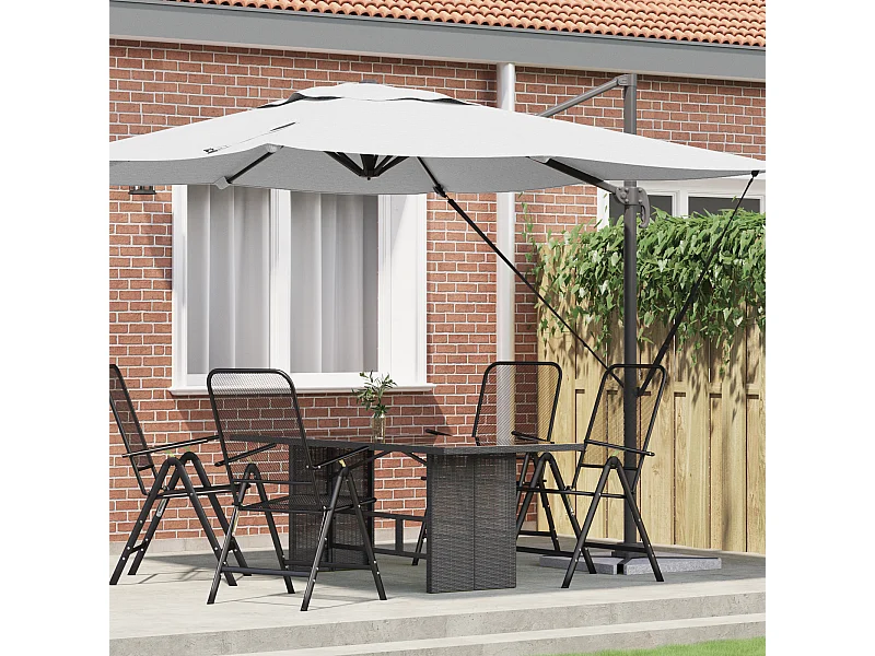 Ombrellone da giardino in poliestere color sabbia, altezza regolabile 3 m