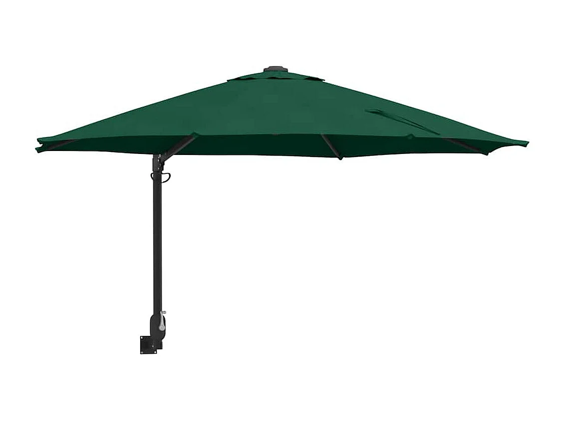 Grande ombrellone da giardino verde in metallo, poliestere, grande inclinazione