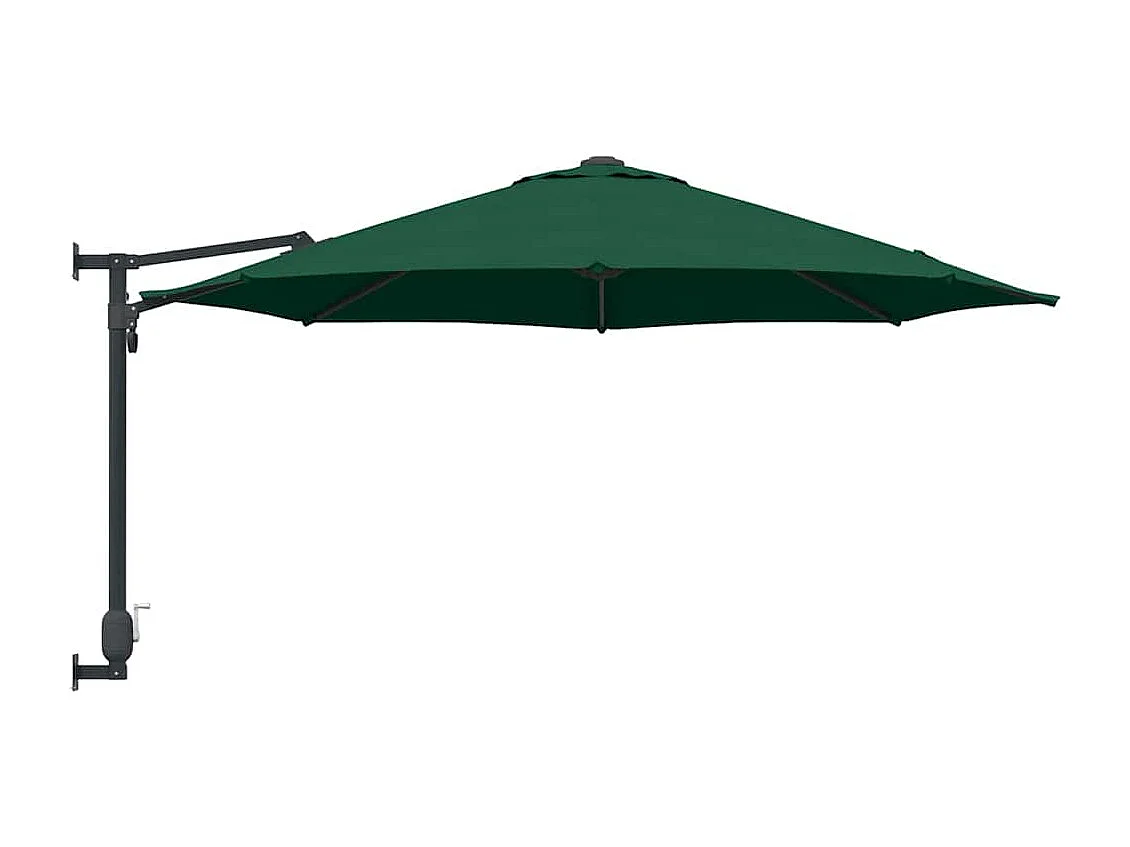 Grande ombrellone da giardino verde in metallo, poliestere, grande inclinazione