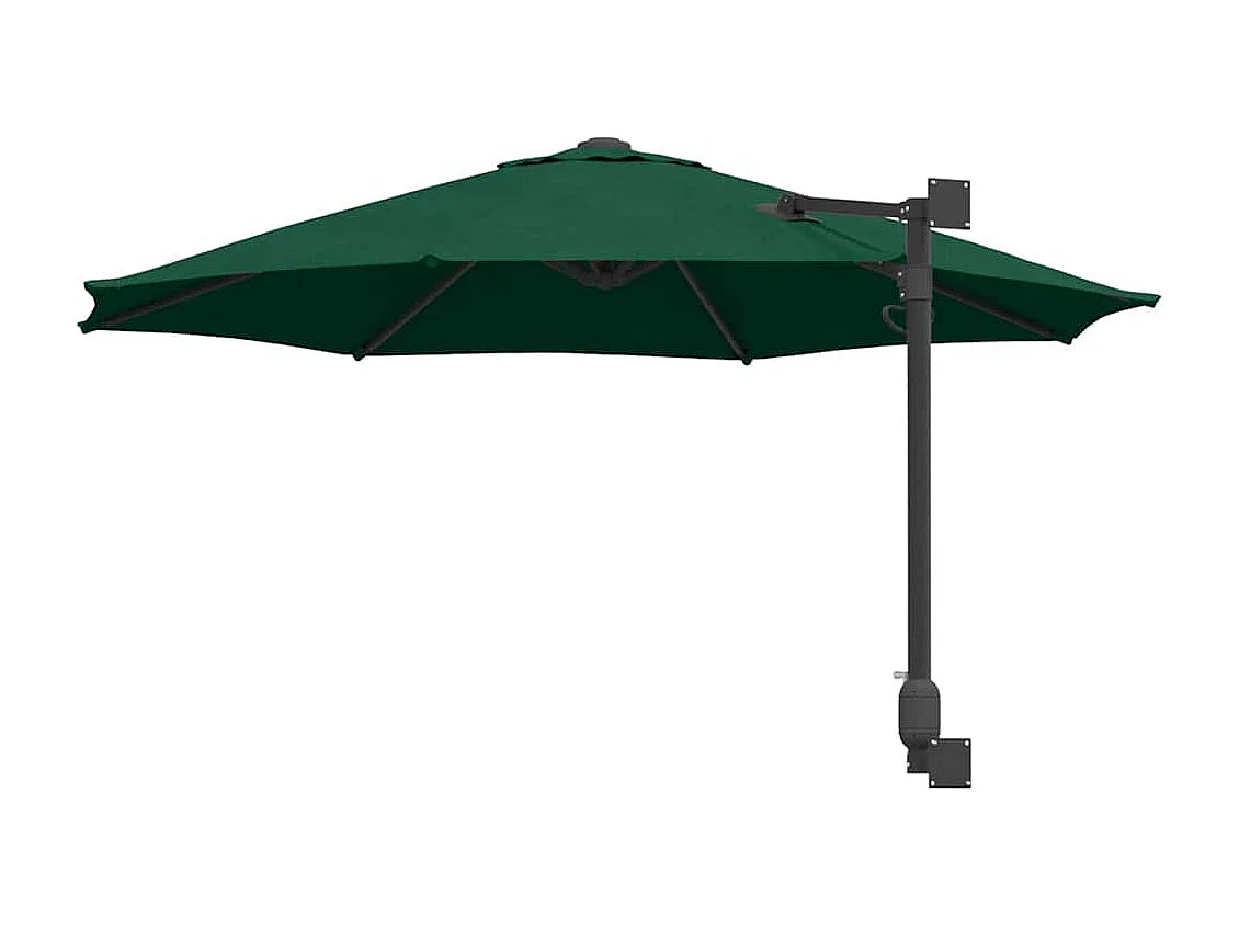 Grande ombrellone da giardino verde in metallo, poliestere, grande inclinazione