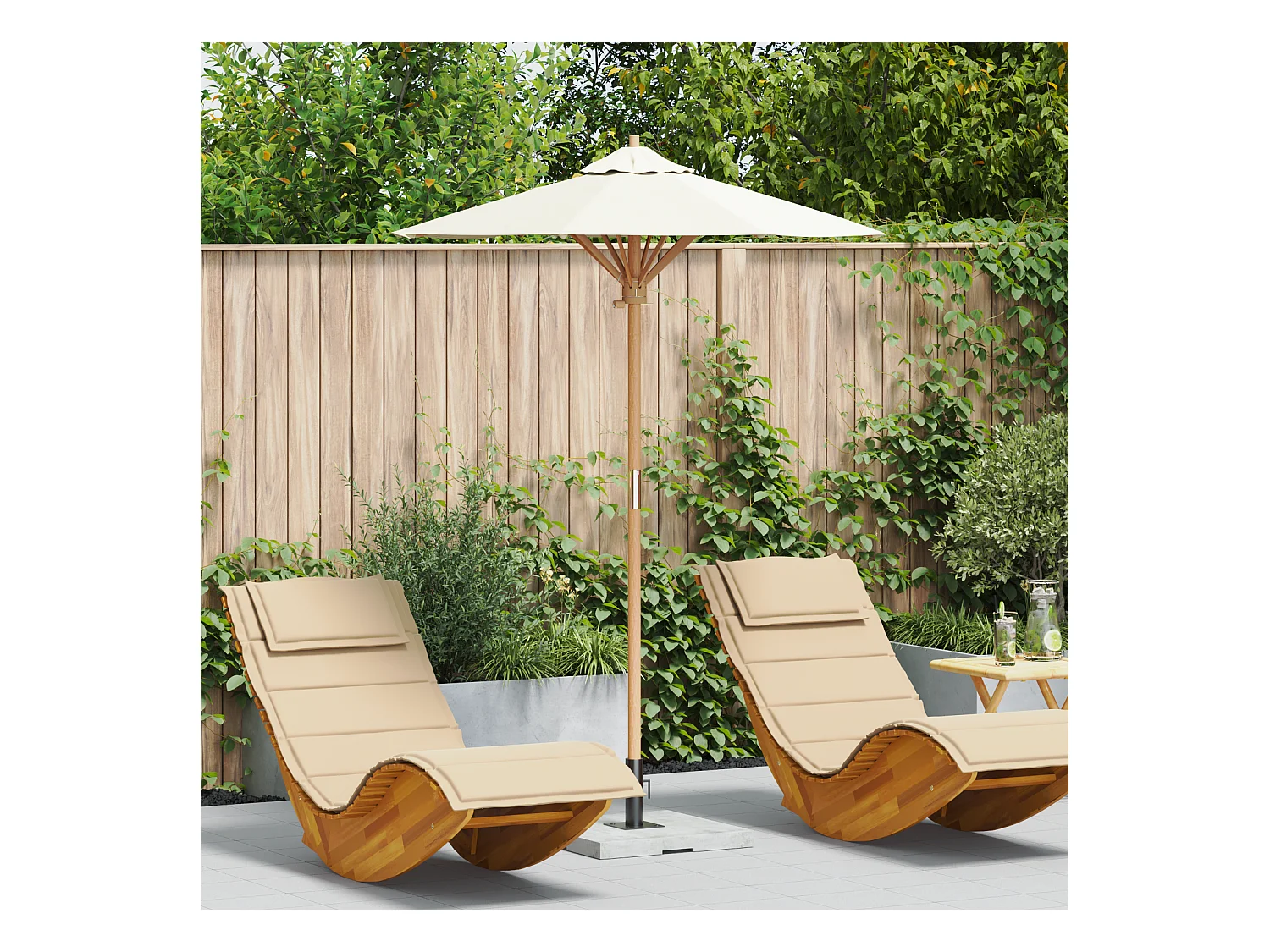 Parasol de jardin Crème 150x210 cm Bambou