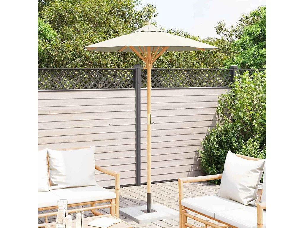 Ombrellone da giardino color crema 150x210 cm in bambù