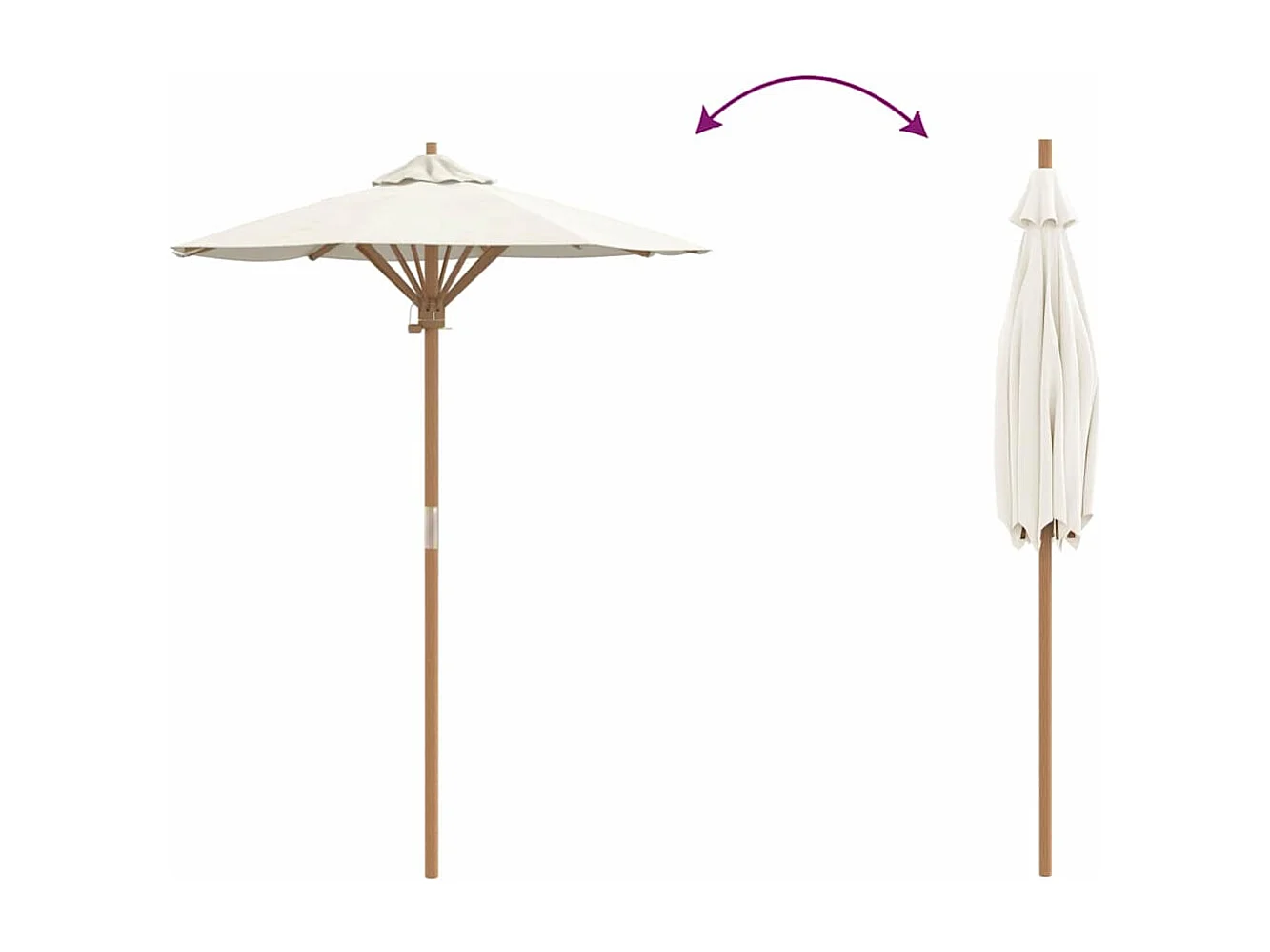 Ombrellone da giardino color crema 150x210 cm in bambù