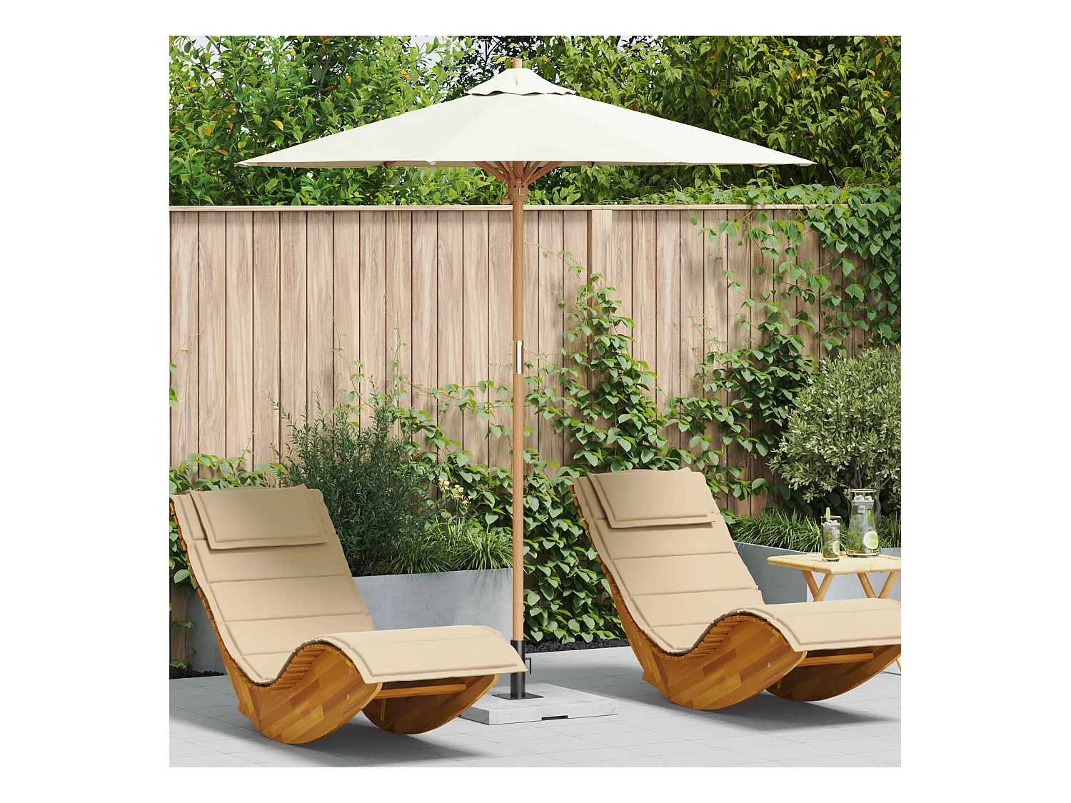 Parasol de Jardin Crème 217x230 cm en Bambou