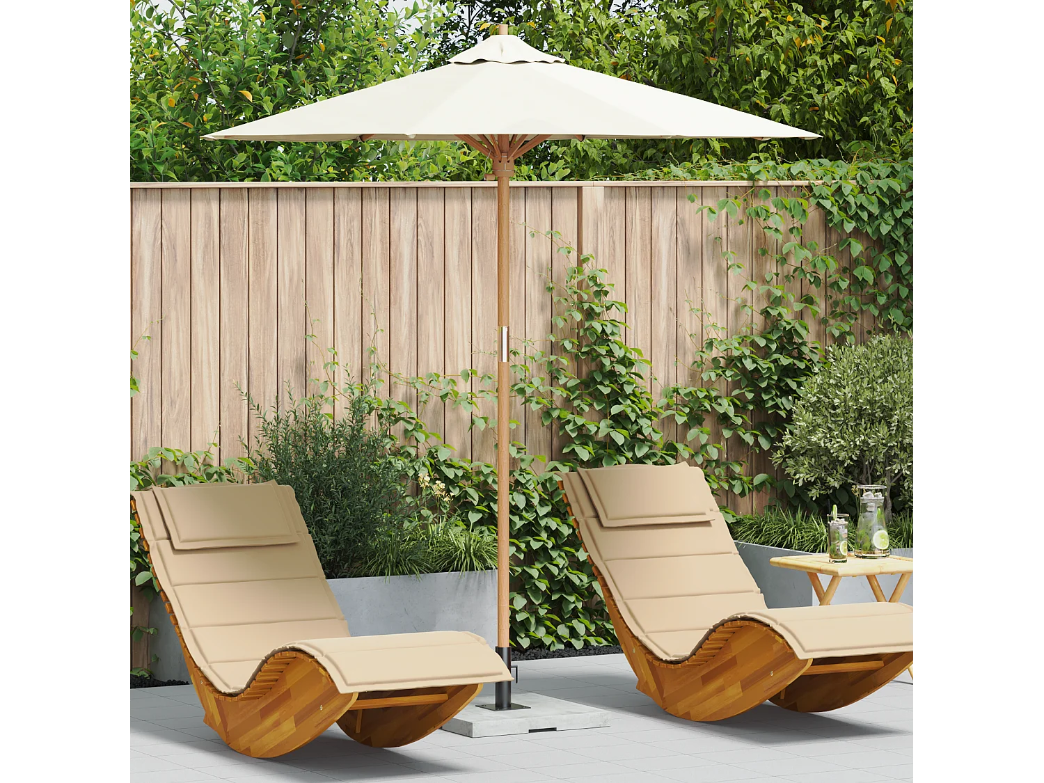 Parasol de Jardin Crème 217x230 cm en Bambou