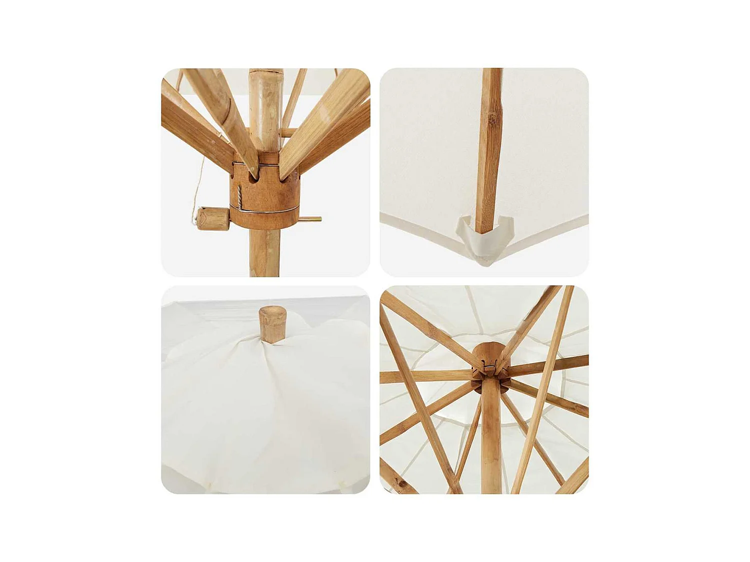 Crèmewitte tuinparasol 180x230 cm bamboe