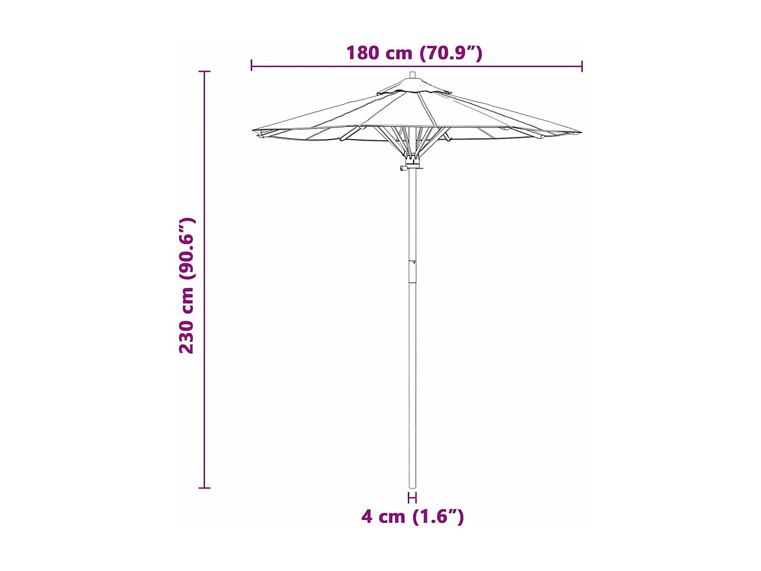 Crèmewitte tuinparasol 180x230 cm bamboe