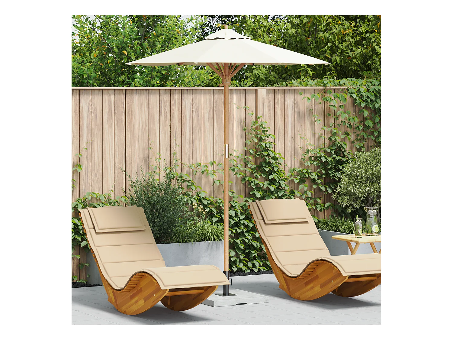 Ombrellone da giardino bianco crema 180x230 cm in bambù