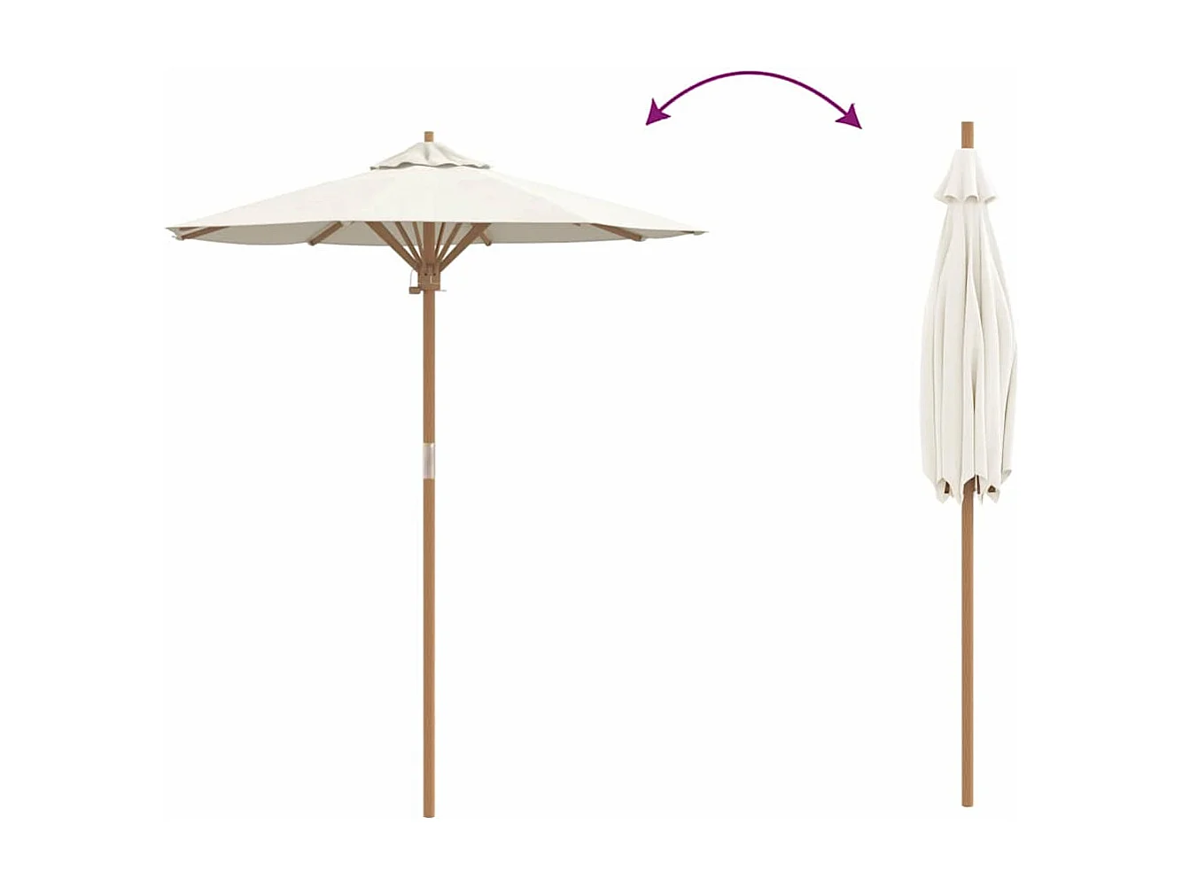 Ombrellone da giardino bianco crema 180x230 cm in bambù