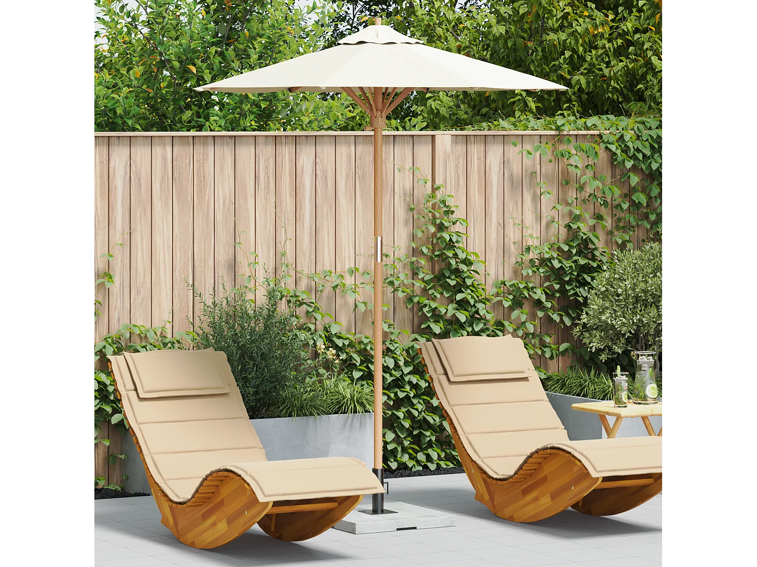 Parasol de Jardin Crème Blanc 180x230 cm Bambou